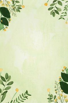 a green background with yellow flowers and leaves on the bottom right corner is an empty space for text