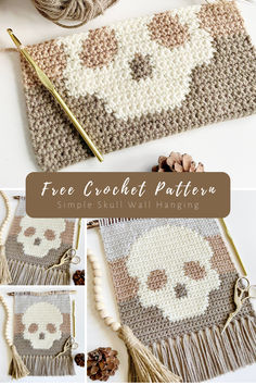 the crochet pattern is shown with yarn, needles and other items to make it