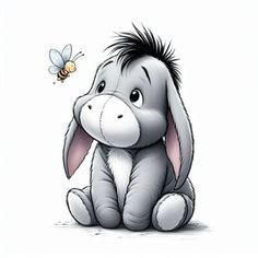 a cartoon donkey sitting next to a bee