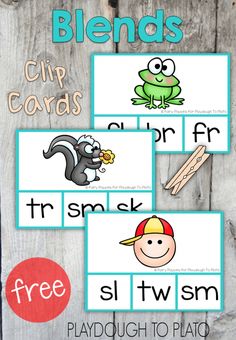 blends clip cards with pictures of animals and letters to help them learn how to read