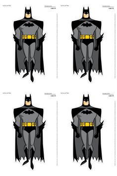 four batman cut outs are shown in three different positions