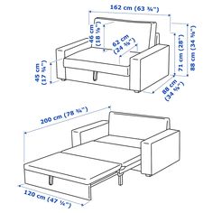 a drawing of a couch and ottoman with measurements