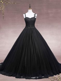 Black Lace Ball Gown Wedding Dress | Faith A-line Ball Gown For Wedding And Prom Season, A-line Wedding Ball Gown For Prom Season, Wedding Ball Gown For Prom Season With A-line Silhouette, A-line Wedding Ball Gown With Sweep Train, A-line Ball Gown With Sweep Train For Debutante Ball, Wedding Ball Gown With Sweep Train A-line Silhouette, A-line Tulle Gown For Wedding, Wedding Ball Gown With Corset Back And Floor-length, Quinceanera Floor-length Wedding Dress With Fitted Bodice