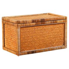 an empty wicker box is shown on a white background