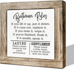 a wooden framed sign with the words gentlemen and gentlemen rules