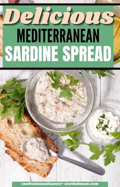 delicious mediterranean sardine spread with bread and parsley