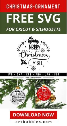 This Christmas Ornament SVG File is a freebie for crafters to make Christmas Ornament & Christmas signs for the Christmas season using Cricut, silhouette, etc. Crafters can download this Christmas SVG file for free. Files: SVG, DXF, PNG, EPS, JPG & PDF. This Christmas ornament SVG design can be used for many purposes like on round ornaments, signs, wall decals or anything. #christmassvg #christmasfreesvg #christmastshirt #christmassigns #christmascricutsvg #ornamentchristmassvg Freebie Svg, Designs For Cricut, Merry Christmas Yall, Using Cricut, Christmas Download, Christmas Crafts For Adults, Ornament Svg, Christmas Svg Files