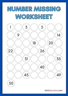 a printable number missing worksheet for kids to practice numbers in the classroom