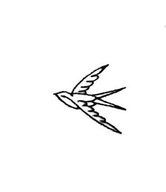 a black and white drawing of a bird flying