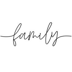 the word family written in cursive handwriting on a white background with black ink