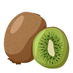 a kiwi fruit sliced in half and whole