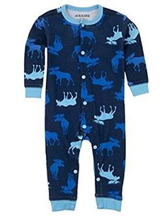 Soft and Comfy Kiddo Snap Romper in fabulous in fun and funky moose print.100% Cozy Cotton and Machine WashableCoordinating sets for boys and girls make them pe Sleep Romper, Moose Silhouette, Kids Wear Boys, Online Kids Clothes, Baby Boy Romper, Boys Wear, Boys Romper, Blue House, Kids Pajamas