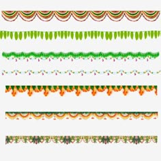 a set of decorative borders and dividers with flowers, leaves and ribbons on white background