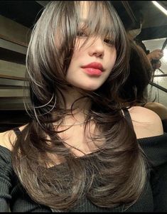 Long Layered Shag Haircut With Bangs, Octopus Haircut, Inspo Makeup, Mullet Haircut, Hair Aesthetic, Hair Stylies, Haircuts Straight Hair, Dye My Hair, Hair Inspiration Color