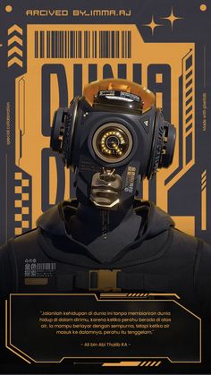 a poster with an image of a man in a gas mask