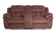 the reclining loveseat is shown in brown