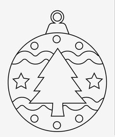 a christmas ornament with stars and a tree in the center, on a white background