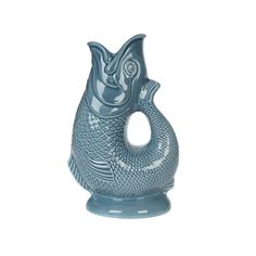 Gurgly Gluggle Jug Blue Grey Fish Vase, Wine Carafe, Pitcher Vase, Fish Shapes, Stoke On Trent, Water Jug, Candle Diffuser, Vase Design, Slate Grey