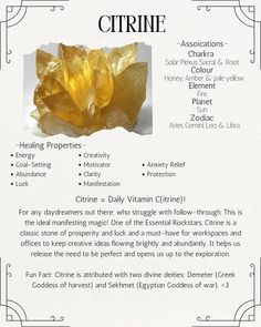 #crystal #crystalhealing #gemstones #citrine Yellow Citrine Crystal Meaning, Citrine Crystal Benefits, Citrine Stone Meaning, Citrine Crystal Meaning, Citrine Properties, Citrine Meaning, Bright Crystal