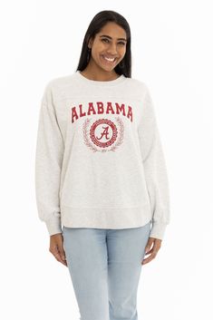 womens University of Alabama Sweatshirt in heather grey Mississippi State Bulldogs, Oklahoma State Cowboys, Iowa State Cyclones, Texas Tech Red Raiders, Carolina Gamecocks, South Carolina Gamecocks, North Carolina Tar Heels, Auburn Tigers, Kentucky Wildcats