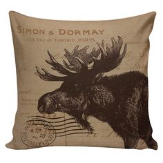 a pillow with an image of a moose on it