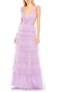 Mac Duggal Tiered Ruffle Cutout Tulle Gown | Nordstrom Prom 23, Cutout Gown, Prom Dress Ideas, Prom Inspo, Prom Dress Inspiration, Cute Prom Dresses, Tulle Gown, Mac Duggal