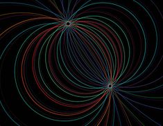 an abstract background with colorful lines in the shape of spirals on a black background