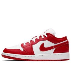 (GS) Air Jordan 1 Low 'Gym Red' 553560-611 Big Kids Basketball Shoes  -  KICKS CREW Jordan 1 Low Red, Jordan 1 Low Gym Red, Vapour Max Nike, Low Top Jordans, Nike Air Jordan 1 Low, Kids Basketball, Jumpman Logo, Nike Air Jordan 1, Air Jordan 1 Low