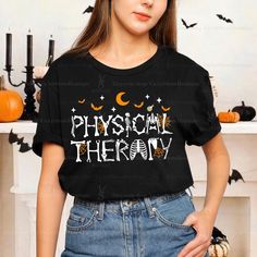 Halloween Physical Therapy Shirt, Physical Therapy, Pediatric PT Shirt, PT Halloween Shirt, PTA Shirt, Dpt Shirt, Physical Therapist Shirt Product Details: 100% Cotton (fiber content may vary for different colors) Medium fabric (5.3 oz/yd² (180 g/m Classic fit Tear away label Runs true to size Care instructions: Machine wash: warm (max 40C or 105F); Non-chlorine: bleach as needed; Tumble dry: medium; Do not iron; Do not dryclean. * Please select your style, size, and colour from the drop down me Halloween Physical Therapy, Physical Therapy Halloween, Physical Therapy Student, Pediatric Pt, Cricut Shirt Ideas, Staff Gifts