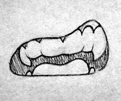 a pencil drawing of a mouth with teeth on the bottom and upper part of it