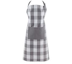 a black and white checkered apron on a mannequin