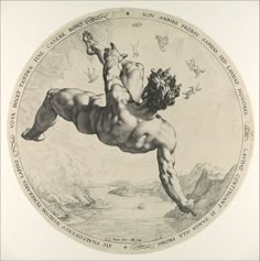 a drawing of a man in the air