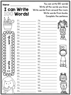 i can write words worksheet with numbers and pictures to help students practice their writing skills