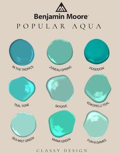 the different shades of aqua paint