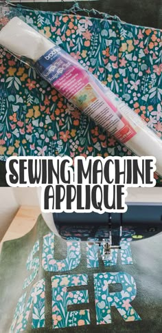 sewing machine applique with the words sewing machine applique over it's image