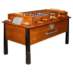 an old fashioned foosball table is shown