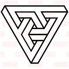 the impossible triangle logo is shown in black and white, with an interlaced triangle on