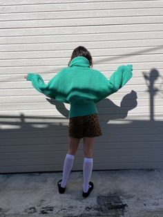 1980s turquoise boucle knit batwing sweater w/ oversized cowl turtleneck and ribbed collar waist and cuffs.    label  kitty hawk | 100% acrylic    size medium     measurements  chest ~50" | waist 28-36" | length 25"    condition   excellent.    model is 5'4" size 2-4 for reference    condition  new    age group  adult    color  white    condition  used    gender  female    material  cotton / poly    size  small    size system  us    size type  regular Turquoise Aesthetic, Aesthetic Sweaters, Turquoise Sweater, Sweater Streetwear, Boucle Knit, Batwing Sweater, Oversized Turtleneck Sweater, Kitty Hawk, Oversized Turtleneck