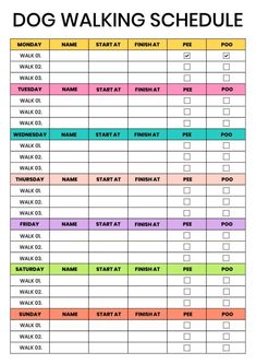 a printable dog walking schedule