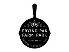 the frying pan farm park logo is black and white with an oval design on it