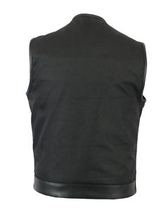 Men's Textile Leather Trim No Collar Biker Vest | VC Motorcycle Co. – Virginia City Motorcycle Company Black Fitted Moto Vest, Fitted Leather Biker Vest, Black Biker Vest With Zipper Closure, Black Fitted Biker Vest, Fitted Biker Vest For Biker Events, Fitted Black Functional Vest, Fitted Leather Vest For Streetwear, Fitted Leather Vest For Outdoor, Black Fitted Motorcycle Vest