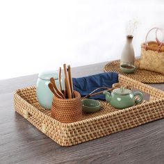 "Rattan Serving Tray with Handle  Farmhouse Wood Dinner Plate Snack Dessert Tray" Rattan Serving Tray, Rattan Tray, Rattan Table, Wicker Tray, Cheese Tray, Food Serving Trays, Dessert Tray, Floor Pouf, French Maid