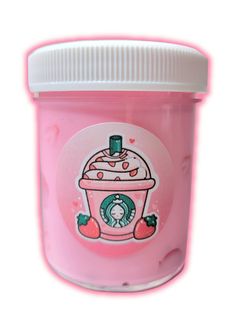 a pink jar with a cupcake design on it