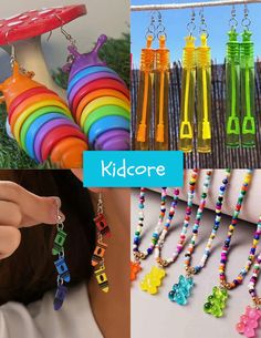 Kidcore Outfit Ideas, Kandi Kid Outfit, Kidcore Clown, Trinkets Aesthetic, Kidcore Accessories, Kidcore Kandi, Kidcore Outfit, Decora Outfits, Decora Accessories