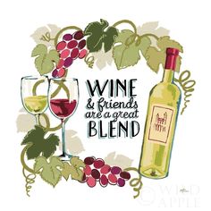 Wine And Friends V On White Poster Print by Janelle Penner-VARPDX34539 Image 1 Iron And Wine Art, Wine Label Ideas, Wine Bottle Tags, Label Ideas, Bottle Tags, Wine Art, White Poster, Wine Theme, Rock Painting Ideas