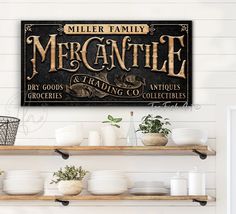 there is a sign that says mercantile on the wall