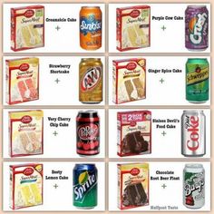 an image of canned foods labeled in different flavors and colors for each type of drink