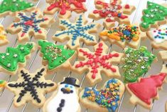 many decorated cookies are on a rack and ready to be eaten for the holiday season