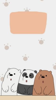 three bears are sitting in front of an empty thought bubble on the wall above them