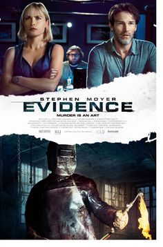 a movie poster for the film evidence with two people standing in front of an iron man